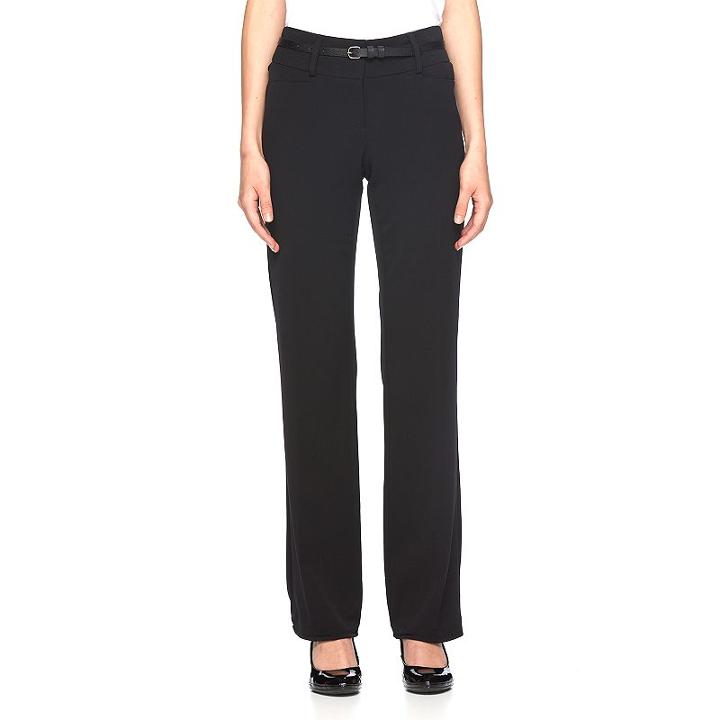 Women's Apt. 9&reg; Modern Fit Belted Dress Pants, Size: 10, Black