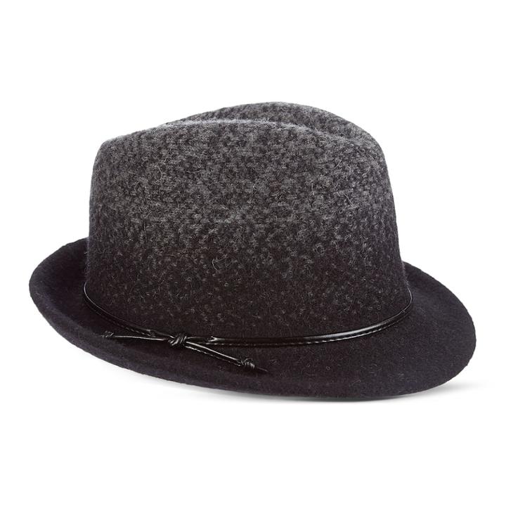 Women's Scala Two Tone Boiled Wool Fedora, Black