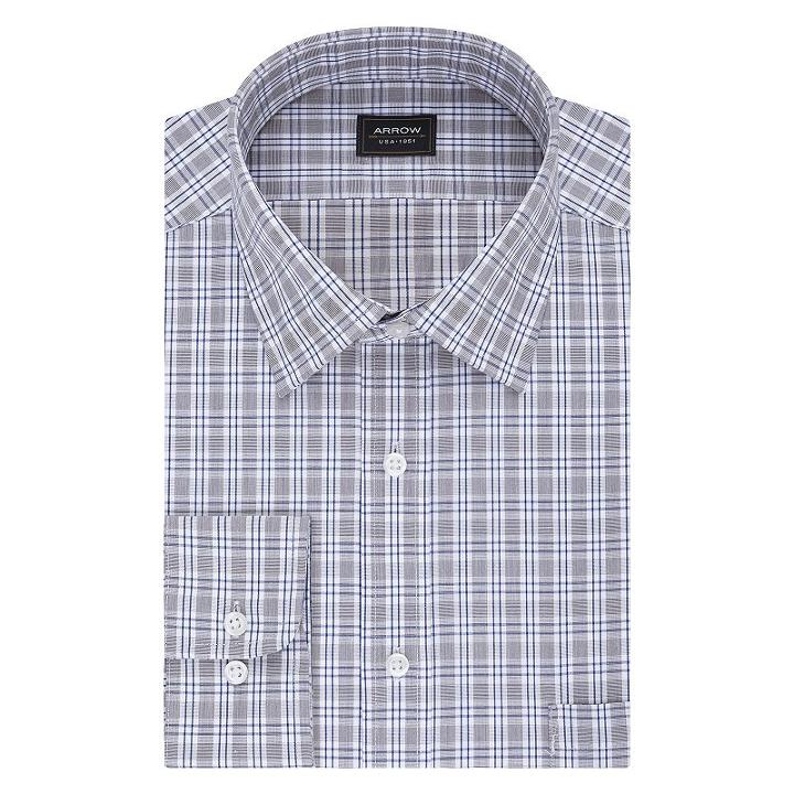 Big & Tall Arrow Regular-fit Poplin Wrinkle-free Dress Shirt, Men's, Size: 20 35-36, Med Blue