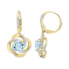 Stella Grace Gold Tone Sterling Silver Blue & White Topaz Leverback Earrings, Women's