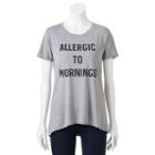 Juniors' Allergic To Mornings Graphic Tee, Girl's, Size: Small, Ovrfl Oth