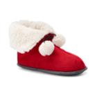 Cuddl Duds Women's Pom Pom Bootie Slippers, Size: Medium, Red