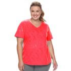 Plus Size Tek Gear&reg; Easy Burnout V-neck Yoga Tee, Women's, Size: 1xl, Brt Pink