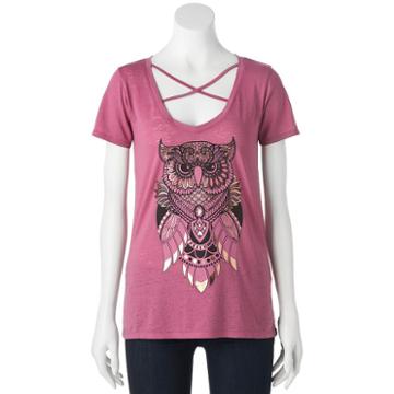 Juniors' Fifth Sun Metallic Owl Graphic Tee, Girl's, Size: Large, Drk Purple