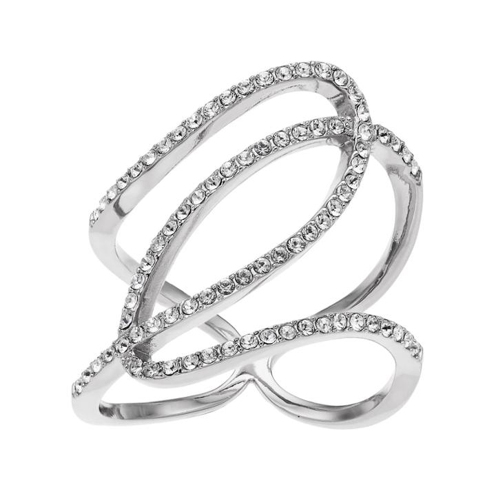 Brilliance Swirl Ring With Swarovski Crystals, Women's, Size: 8, Silver Tone