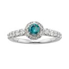 Round-cut Igl Certified Blue & White Diamond Frame Engagement Ring In 14k White Gold (1-ct. T.w.), Women's, Size: 9.50