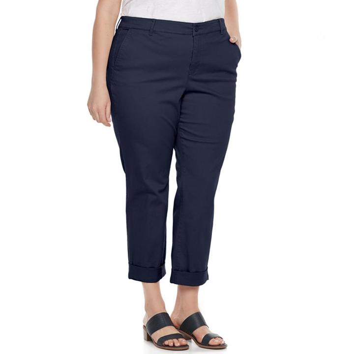 Plus Size Gloria Vanderbilt Rowan Roll-up Capris, Women's, Size: 22 - Regular, Blue