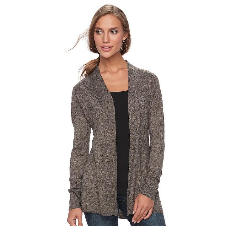 Women's Apt. 9&reg; Ribbed Cardigan, Size: Large, Black