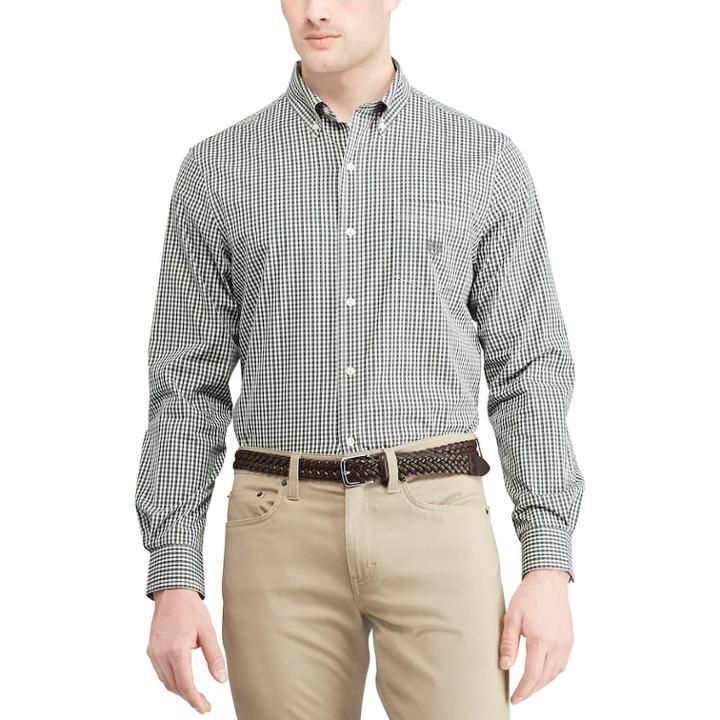 Big & Tall Chaps Regular-fit Plaid Easy-care Stretch Button-down Shirt, Men's, Size: 3xb, Green