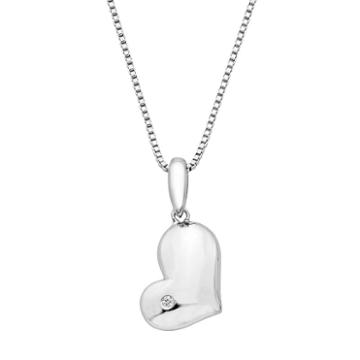 Boston Bay Diamonds Sterling Silver Diamond Accent Sideways Heart Pendant, Women's, Size: 18, White
