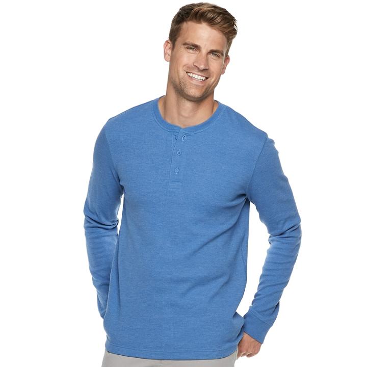 Men's Sonoma Goods For Life&trade; Modern-fit Supersoft Thermal Henley, Size: Xl, Med Blue