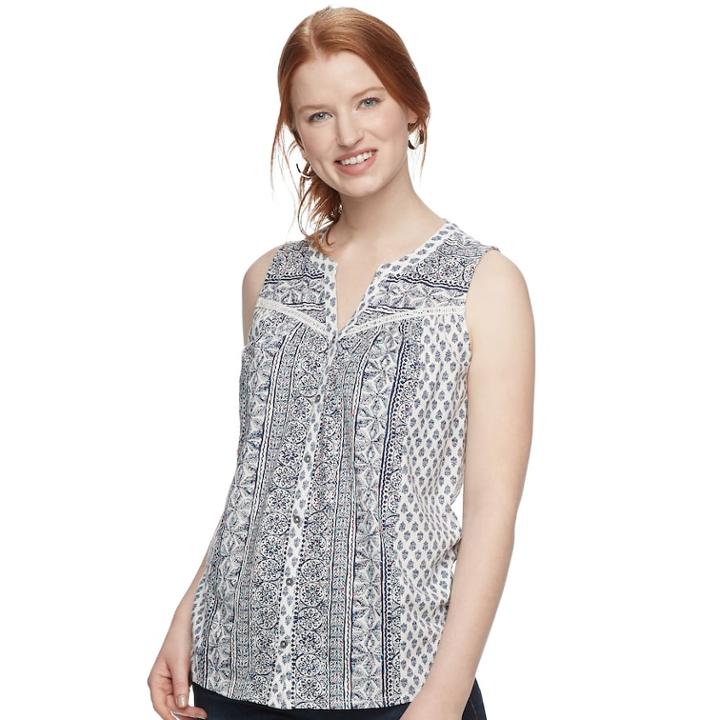 Women's Sonoma Goods For Life&trade; Printed Tank, Size: Small, Dark Blue