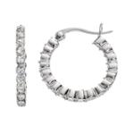 Chrystina Crystal Silver-plated Inside Out Hoop Earrings, Women's, White