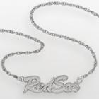 Logoart Boston Red Sox Sterling Silver Script Necklace, Women's, Size: 18, Grey
