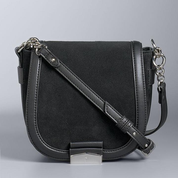 Simply Vera Vera Wang Monte Suede Saddle Bag, Women's, Grey