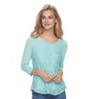 Women's Croft & Barrow&reg; Lace-front Tee, Size: Xxl, Turquoise/blue (turq/aqua)