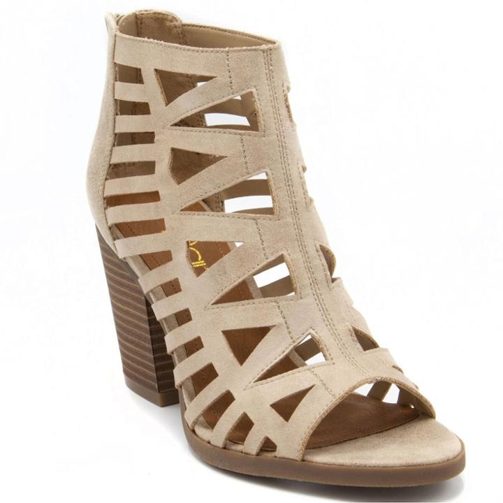 Sugar Vacation Women's Block Heel Ankle Boots, Size: 6, Beige Oth