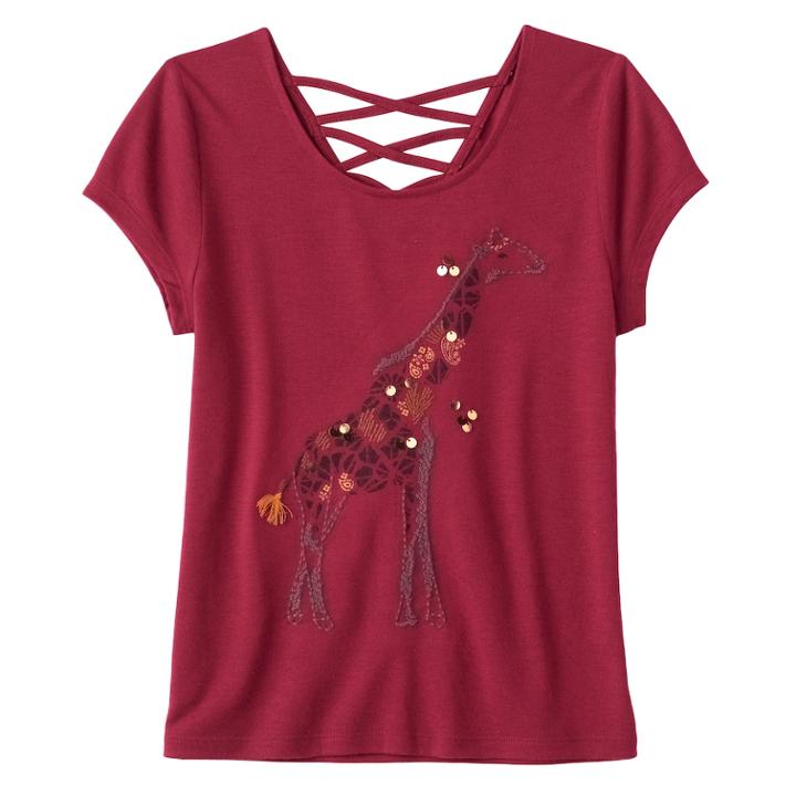 Girls Plus Size Mudd&reg; Criss-cross Lattice Back Tee, Size: 14 1/2, Pink