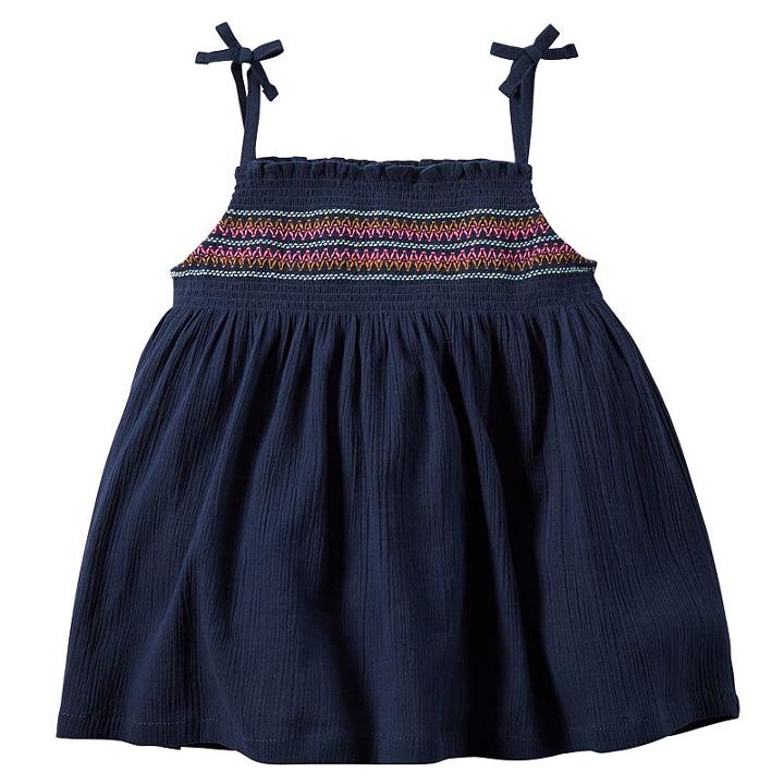 Girls 4-8 Carter's Embroidered Smocked Gauze Tank Top, Girl's, Size: 6, Blue