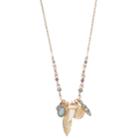 Mudd&reg; Beaded Leaf, Horn & Medallion Charm Necklace, Women's, Gold