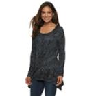 Women's World Unity Embellished Shark-bite Hem Tee, Size: Xl, Grey (charcoal)