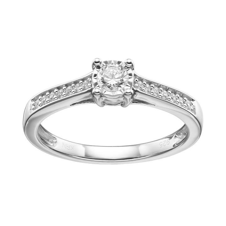 10k White Gold 1/4 Carat T.w. Diamond Engagement Ring, Women's, Size: 7