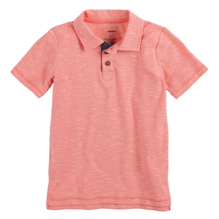 Boys 4-7x Sonoma Goods For Life&trade; Striped Slubbed Polo, Size: 5, Med Pink
