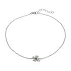 Sophie Miller Cubic Zirconia And Simulated Emerald Sterling Silver Four Leaf Clover Anklet, Women's, Size: 10, Green