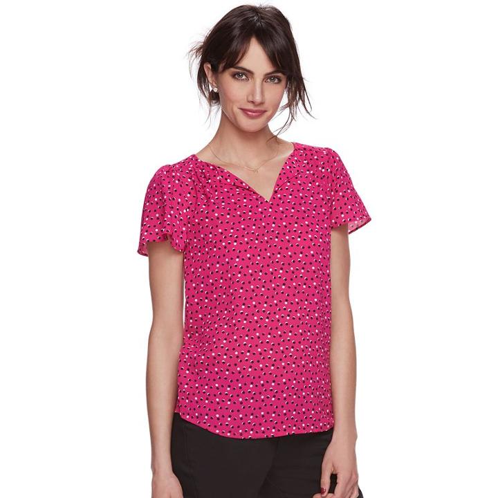 Women's Elle&trade; Chiffon High-low Hem Top, Size: Medium, Pink