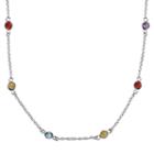 Sterling Silver Multicolor Cubic Zirconia Station Necklace - 20 In, Women's, Size: 20
