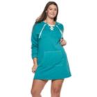 Juniors' Plus Size So&reg; Lace-up Hooded Popover Dress, Teens, Size: 1xl, Med Blue