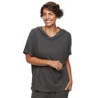 Women's Bliss Serene Hooded Lounge Top, Size: Small, Grey (charcoal)