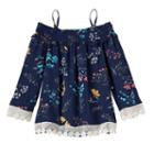 Girls 4-12 Sonoma Goods For Life&trade; Smocked Off-the-shoulder Floral Top, Girl's, Size: 12, Blue