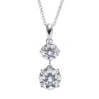 Cubic Zirconia Sterling Silver Drop Pendant Necklace, Women's, Size: 18, White