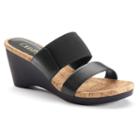 Chaps Rhoda Women's Slip-on Wedge Dress Sandals, Size: 6 B, Black