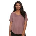 Juniors' Plus Size Mudd&reg; Strappy V-neck Tee, Teens, Size: 3xl, Beig/green (beig/khaki)