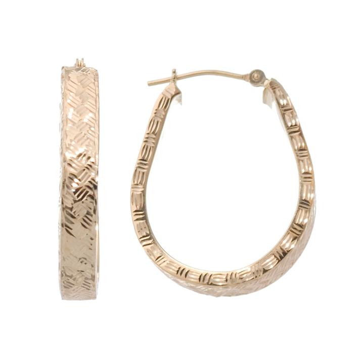 New York Gold Designs 10k Gold Basket Weave U-hoop Earrings, Women's, Yellow