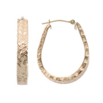 New York Gold Designs 10k Gold Basket Weave U-hoop Earrings, Women's, Yellow