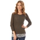 Women's Apt. 9&reg; Pointelle Sweater, Size: Small, Olive Abstract