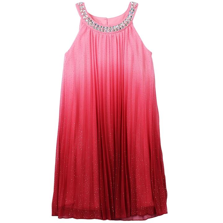 Girls 7-16 Speechless Jewelneck Glitter Ombre Pleated Dress, Size: 10, Pink
