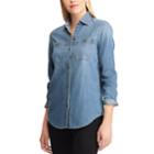 Women's Chaps Chambray Shirt, Size: Small, Blue