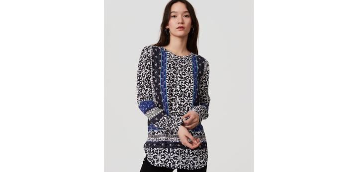 Loft Floral Mosaic Henley Tunic