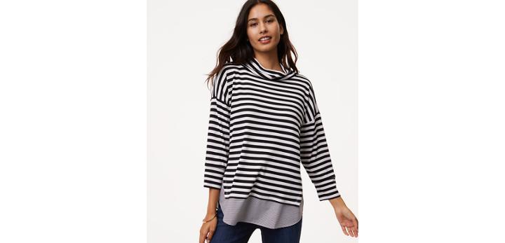 Loft Striped Dolman Two In One Top