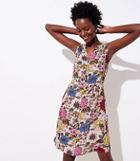 Loft Hydrangea Garden Split Neck Dress