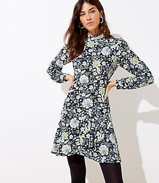 Loft Floral Ruffle Wrap Skirt Dress