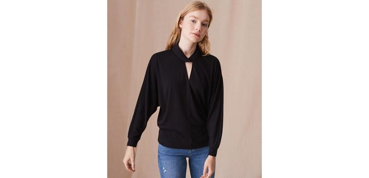 Loft Lou & Grey Fluid French Terry Keyhole Top
