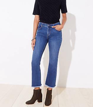 Loft Flare Crop Jeans In Dark Indigo