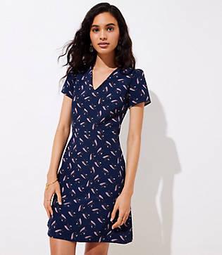 Loft Leafed V-neck Flare Dress