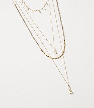 Loft Crystal Beaded Layering Necklace Set