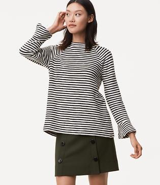 Loft Striped Bell Sleeve Sweatshirt